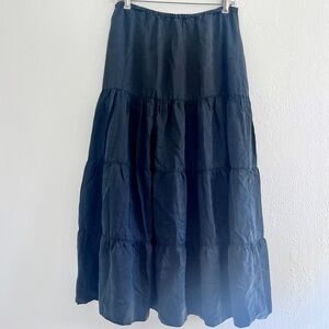 Boden 100% Silk Prairie Maxi Skirt Black size 12R